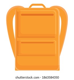 Orange laptop backpack icon. Cartoon of orange laptop backpack vector icon for web design isolated on white background