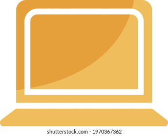 Orange laptop, icon illustration, vector on white background