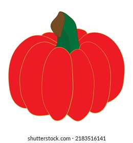 Calabaza grande de color naranja brillante aplanada. Ilustración vectorial aislada en fondo blanco. La decoración de Halloween madura verdura.