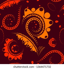 Orange large flower on a red background with fine details and drawing. To create a summer mood.
