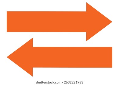 Orange large forward or left and right pointing long arrow. Long arrows icon set. Vector set of trendy long arrows left and right in flat style. Two side direction  arrows vector illustration.