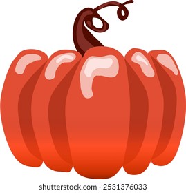 Großer orangefarbener Kürbis mit braunem Stiel