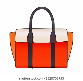 Laranja Grande Totebag, Mulher Totebag, Sacos Design Isolado No Fundo Branco, Vetor de moda realista