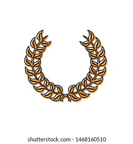 Orange Laurel wreath icon isolated on white background. Triumph symbol.  Vector Illustration