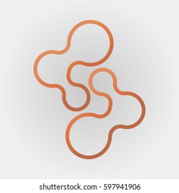 Orange Lava logo. Molecular structure logo on the light green background