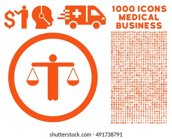 Orange Lawyer vector rounded icon. Image style is a flat icon symbol inside a circle, white background. Bonus set contains 1000 medical business design elements.