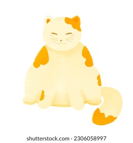 orange lazy cat isolated, vector, illustration, cartoon