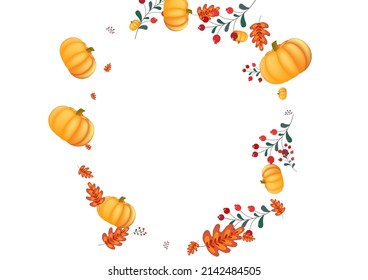 Orange Leaf Background White Vector. Leaves Oak. Yellow Park Set. Wallpaper Template. Colorful Gourd Farm Card.
