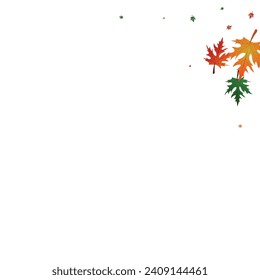 Orange Leaf Background White Vector. Maple Isolated Texture. Gold Collection. November Illustration. Green Plant Beautiful.