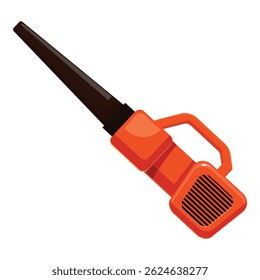 Orange leaf blower machine blowing air for cleaning garden, isolated on white background