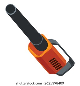 Orange leaf blower machine blowing air isolated on white background, gardening tool, isometric view