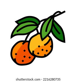 vector de icono de color de la rama de hoja naranja. signo de rama de hoja naranja. ilustración de símbolo aislado