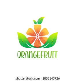 Orange With Leaf Fresh Logo Design Vector 