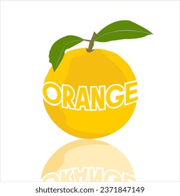 Orange with leaf isolated background