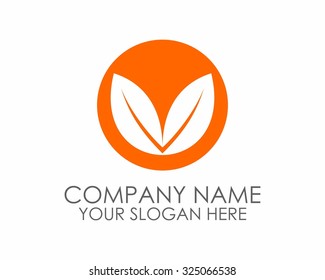 orange leaf leaves herb sprout shoot silhouette logo image icon