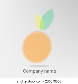 Orange and leaf logo, seasonal autumn concept, branding logotype design. Transparent elements