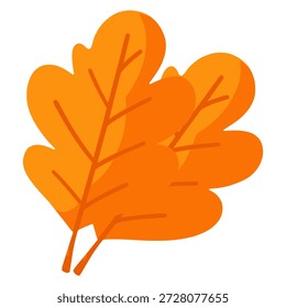 orange leaf nature plant fall season flat color vector illustration template design