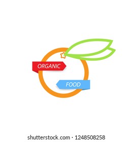 Orange with leaf on a white background. Vector illustration .