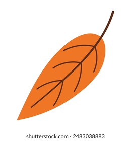 Orange leaf, one leaf. Autumn concept, leaf fall. Autumn leaf vector icon hand drawn in flat style eps 10