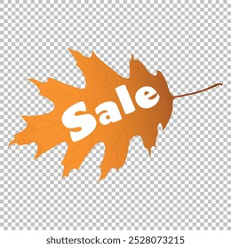 Orange leaf for sale with transparent background. Good  for ad posts, web posts, sale ads, banners, stickers