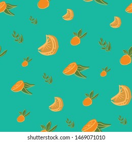 orange leaf seamless repeat pattern deisgn. Great for food illustration and textile design.