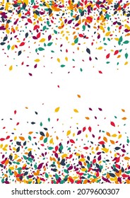 Orange Leaf Vector White Background. Bright Foliage Maple Backdrop. Nature Confetti Design. Green Foliage Template.