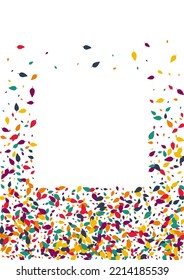 Orange Leaf Vector White Background. Autumn Confetti Seasonal Template. Eco Foliage Pattern. Colorful Leaf Backdrop.