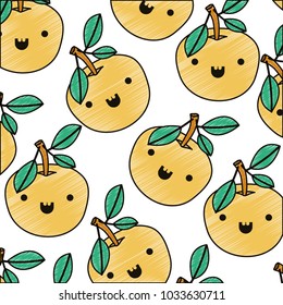 orange with leafs pattern fresh and citrus fruit