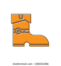 Orange Leather pirate boots icon isolated on white background.  Vector Illustration