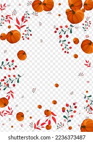 Orange Leaves Background Transparent Vector. Yellow Vibrant Texture. Burgundy Vegetable Invitation Illustration. Pumpkin Foliage. Decoration Card.