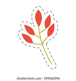 orange leaves branch image cut line vector illustration eps 10