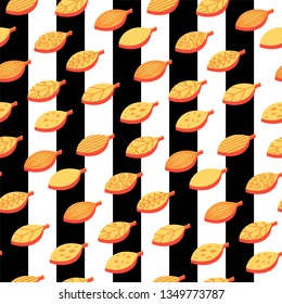 Orange leaves color seamless vector pattern