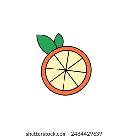  orange with leaves icon. orange fruits symbol , graphic and web design collection, orange logo vector clip art , simple
