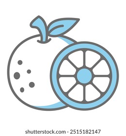 Orange mit Blättern Symbol, Vektorgrafik-Designvorlage