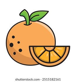 Orange with leaves icon vector illustration design template