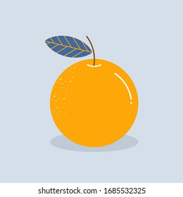 Orange with leaves isolated on background