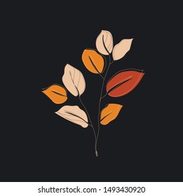 Orange leaves on the blakc background