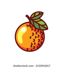Orange with leaves on a white background
