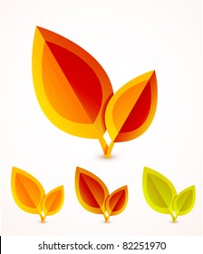 Orange leaves vector icons