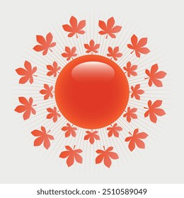 orange leaves, vector illustration. The sun is shining