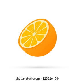 Orange with leaves whole and slices of oranges. Vector stock illustration of oranges.