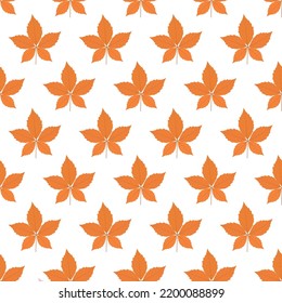 Orange leaves wild grapes seamless pattern