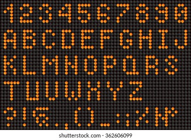 Orange LED alphabet and numbers, display font