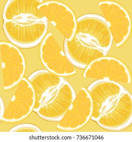 Orange, Lemon or Citrus Background. Vector Seamless Illustration Pattern.