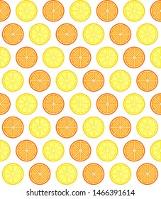 Orange and lemon decorative pattern on white background.