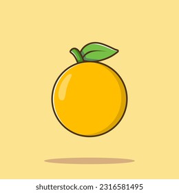Orange or Lemon Fruit Cartoon Vector Icon Illustration. Food Nature Icon Concept Isolated Premium Vector