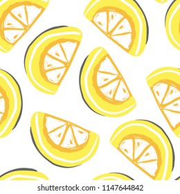 Orange and lemon fruits seamless pattern. Fresh lemon and orange, tropical fruits summer detox