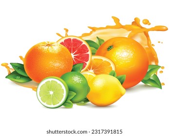 Vectores de diseño de jugo de naranja y limón 