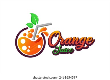 orange lemon juice fresh drink. Business logo branding sticker template design vector illustration