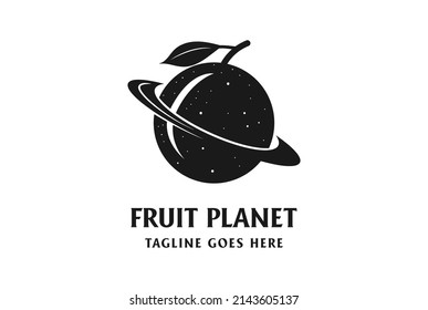 Orange Lemon Lime Fruit Saturn Planet for Farm Product Logo Design Vector